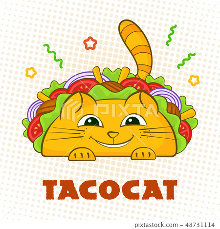 Tacocat happy character mexican fastfood taco symbol Tacocat happy character mexican fastfood taco symbol 48731114