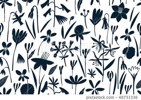 Spring flowers seamless vector pattern. 48731336
