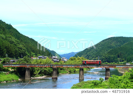 Trains of the Nagara Railway crossing the Nagara River Trains of the Nagara Railway crossing the Nagara River 48731916