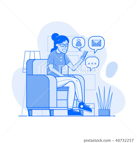 Girl Surfing Social Network Concept Girl Surfing Social Network Concept 48732257