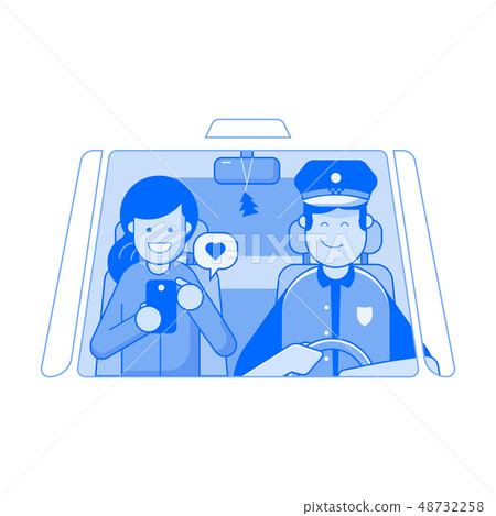 Taxi Service Concept with Driver and Passenger 48732258