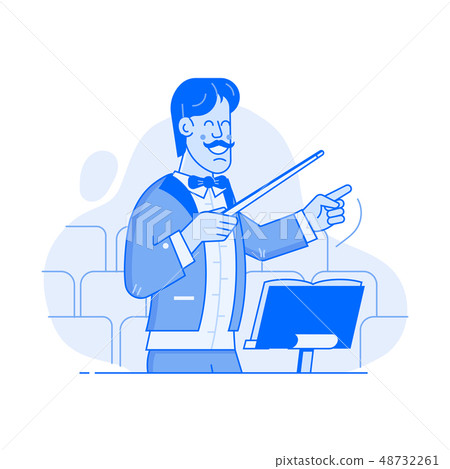Orchestra Conductor Directing with Baton 48732261