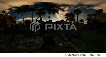 vr 360 camera inside tropical cave in jungle with 48732640