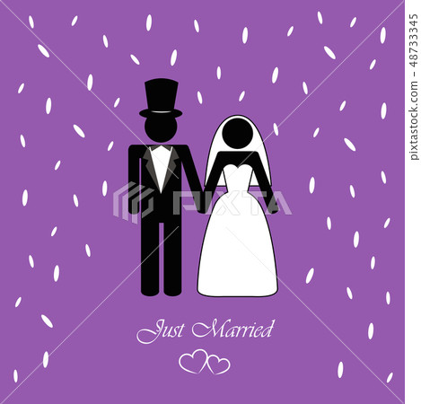 wedding couple pictogram with rice background 48733345
