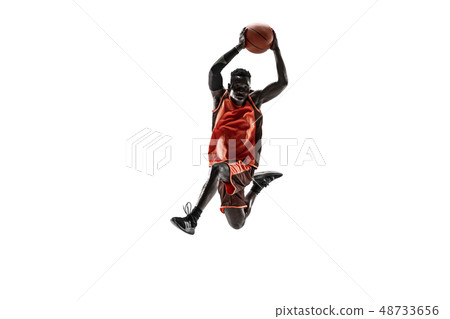 Full length portrait of a basketball player with ball 48733656