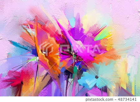 Abstract colorful oil painting of spring flower 48734141