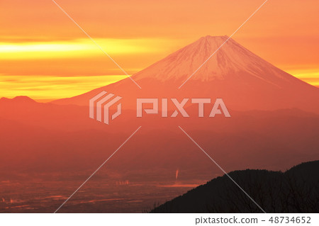 富士山在晨光中染色（從Akazaki山和Arakurayama觀看） 48734652