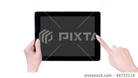 Feminine hand intelligent hand machine flat electric reed clipping mockup clipping path mockup path 48735219