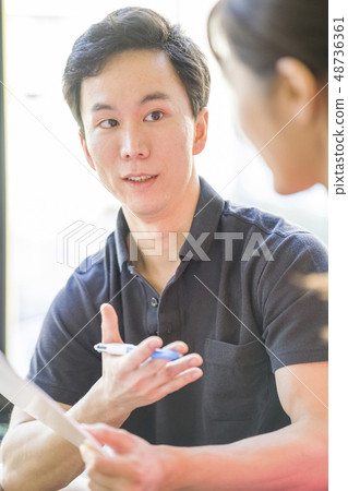 採取飲食挑戰女性的諮詢ikemen男性講師臨床心理學家普遍的輔導員 48736361