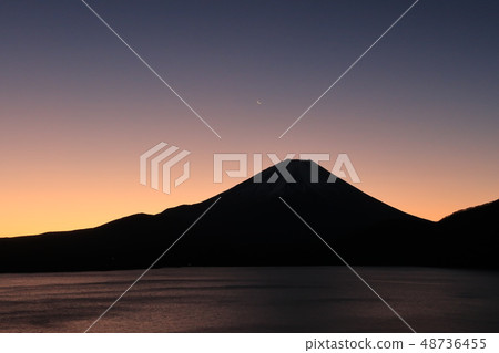 Fuji just before sunrise and lunar lump sum Fuji just before sunrise and lunar lump sum 48736455