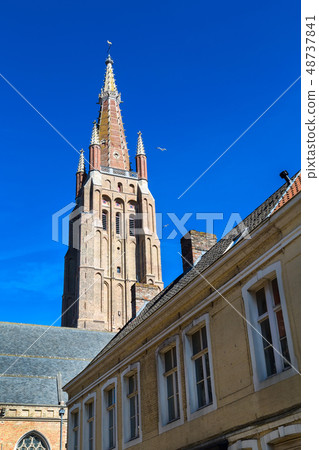 Cathedral tower in Bruges, Belguim 48737841