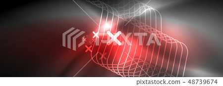 Glowing neon abstract lines, techno futuristic template Glowing neon abstract lines, techno futuristic template 48739674