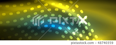 Glowing abstract wave on dark, shiny motion, magic space light. Vector techno abstract background 48740359