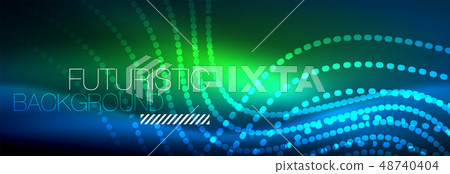 Glowing abstract wave on dark, shiny motion, magic space light. Vector techno abstract background Glowing abstract wave on dark, shiny motion, magic space light. Vector techno abstract background 48740404