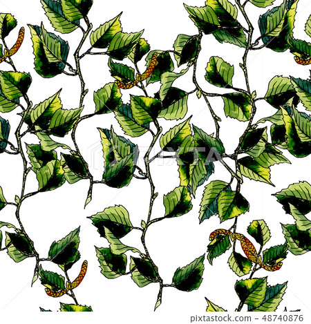 Birch watercolor seamless pattern 48740876