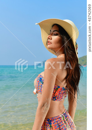 Sexy girl concept in swimsuit. Beautiful woman Sexy girl concept in swimsuit. Beautiful woman 48742069