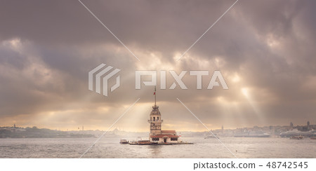 Maiden Tower in Bosphorus strait Istanbul, Turkey 48742545