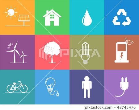 Flat design icons set of sustainable energy 48743476