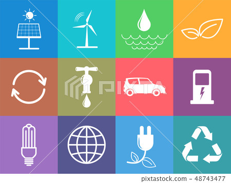 Flat design icons set of sustainable energy 48743477