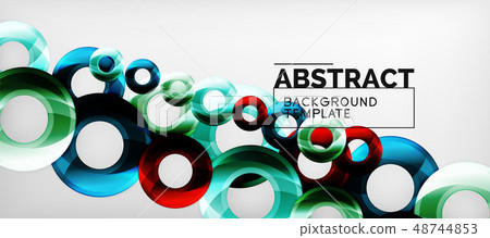Modern geometric circles abstract background, colorful round shapes with shadow effects 48744853