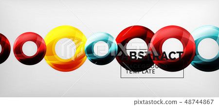 Modern geometric circles abstract background, colorful round shapes with shadow effects 48744867