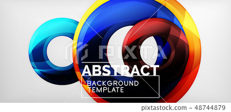 Modern geometric circles abstract background, colorful round shapes with shadow effects 48744879