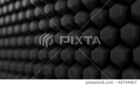 acuistic foam covered wall. silent room concept with honeycomb pattern. 3d illustration acuistic foam covered wall. silent room concept with honeycomb pattern. 3d illustration 48744907