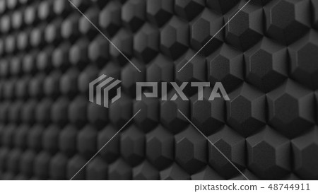 acuistic foam covered wall. silent room concept with honeycomb pattern. 3d illustration acuistic foam covered wall. silent room concept with honeycomb pattern. 3d illustration 48744911