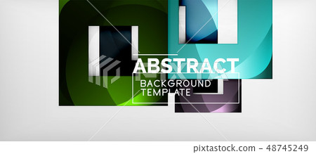 Abstract geometric background. Glossy square shapes composition on grey, minimalistic style template 48745249