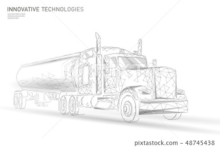American truck low poly. Logistic transportation business trailer. Fast speed industry cargo 48745438