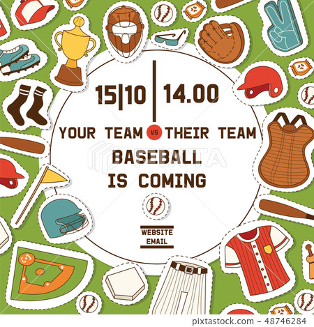 Baseball vector pattern catchers sportswear and batters baseballbat or ball for competition backdrop Baseball vector pattern catchers sportswear and batters baseballbat or ball for competition backdrop 48746284