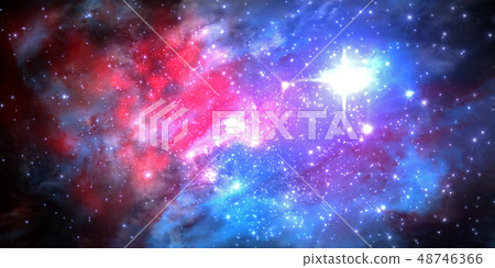 Fictitious star-field, dark nebula, bright stars 48746366