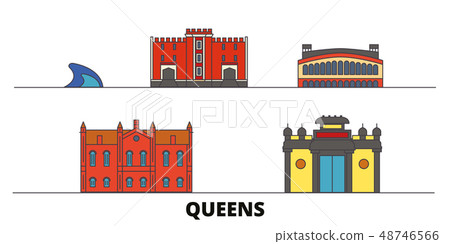 United States, New York Queens flat landmarks vector illustration. United States, New York Queens United States, New York Queens flat landmarks vector illustration. United States, New York Queens 48746566