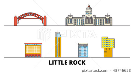 United States, Little Rock flat landmarks vector illustration. United States, Little Rock line city United States, Little Rock flat landmarks vector illustration. United States, Little Rock line city 48746638