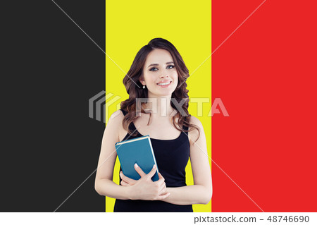 Study in Belgium. Happy smart woman student  48746690