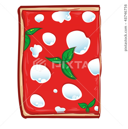 sliced square of pizza  isolated on white 48746756