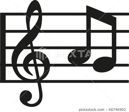 Music line with note and clef - Stock Illustration [48746902] - PIXTA