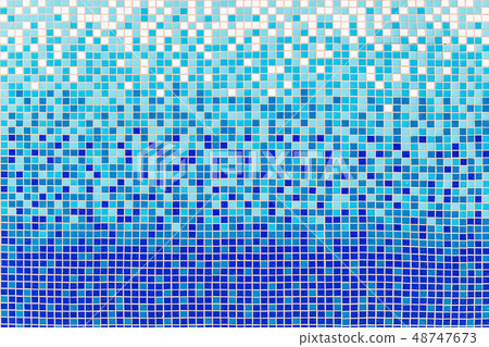 White blue tile bathroom or pool mosaic background 48747673