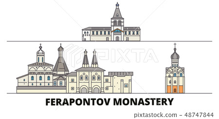 Russia, Vologda, Ferapontov Monastery flat landmarks vector illustration. Russia, Vologda 48747844