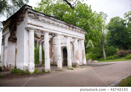 Ancient ruins with columns in Alexandria park, Ukraine 48748193