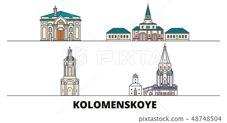 Russia, Kolomenskoye, Church Of The Ascension flat landmarks vector illustration. Russia Russia, Kolomenskoye, Church Of The Ascension flat landmarks vector illustration. Russia 48748504