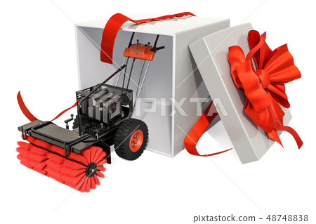 Snow blower with bow and ribbon, gift concept Snow blower with bow and ribbon, gift concept 48748838