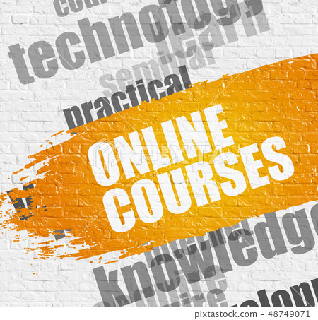 Online Courses on the Brick Wall. Wordcloud Concept. 48749071