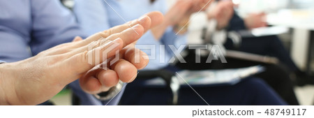 Group of people clap their arm in row during seminar Group of people clap their arm in row during seminar 48749117