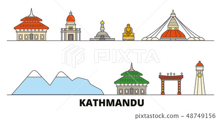 Nepal Kathmandu Flat Landmarks Vector Stock Illustration 48749156 Pixta