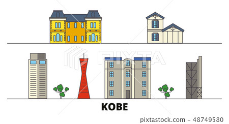 Japan, Kobe flat landmarks vector illustration. Japan, Kobe line city with famous travel sights 48749580