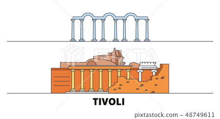 Italy, Tivoli, Villa Adriana flat landmarks vector illustration. Italy, Tivoli, Villa Adriana line Italy, Tivoli, Villa Adriana flat landmarks vector illustration. Italy, Tivoli, Villa Adriana line 48749611