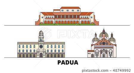 Italy, Padua flat landmarks vector illustration. Italy, Padua line city with famous travel sights Italy, Padua flat landmarks vector illustration. Italy, Padua line city with famous travel sights 48749992