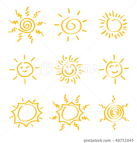 Set of sun icons. Collection sunburst. Vector - Stock Illustration ...