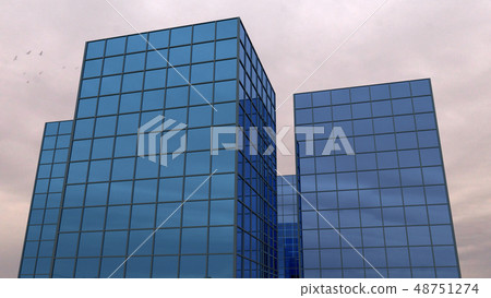 blue glass office building modern architecture 48751274